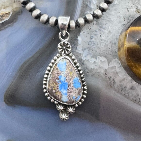 Sterling Southwestern Style Golden Hill Turquoise Decorated Pendant For Women - Picture 1 of 10